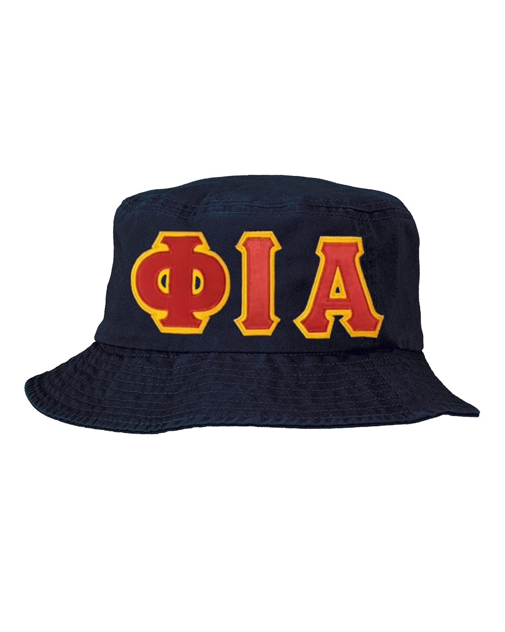 PhiA Bucket Hat Navy – Red on Gold
