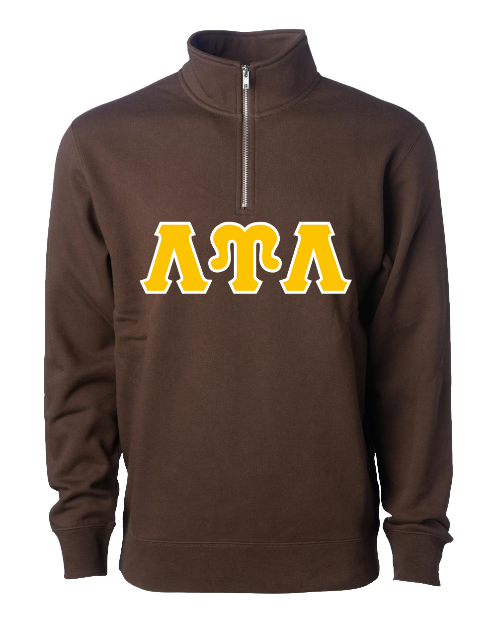 LUL Brown Quarter Zip – Gold on White